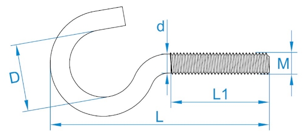 Afbeeldingen van GebuVolco Schroefhaken metrisch (ijzer gegalvaniseerd) 026 ev m5x50x16mm 4.4+