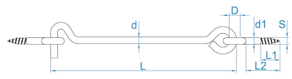 Afbeeldingen van GebuVolco Windhaken met 2 schroefogen (ijzer gegalvaniseerd) 060, 4.4 x 120 mm