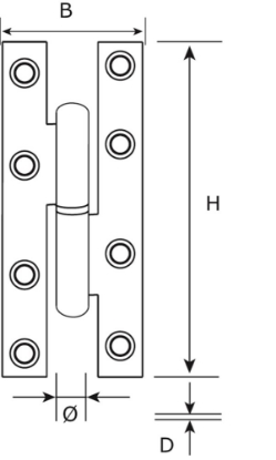Afbeeldingen van DX Paumelle scharnier recht geg. 110x70 din ls
