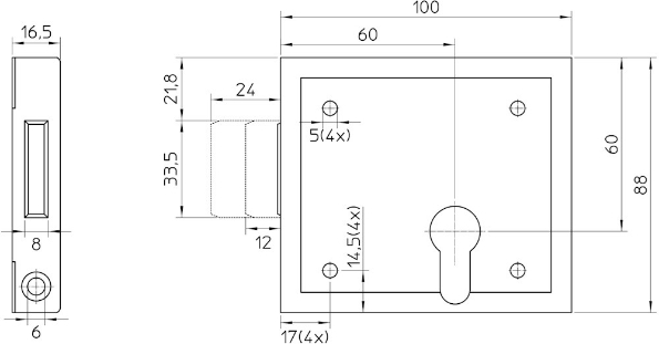 Afbeeldingen van Nemef Oplegdeurslot, PC-uitsparing 99 cilinderdeurslot 60 mm