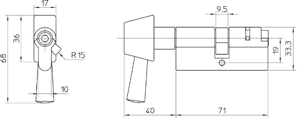 Afbeeldingen van Nemef Dubbele europrofielknopcilinder, vrij en bezet 114 speciaal rechts