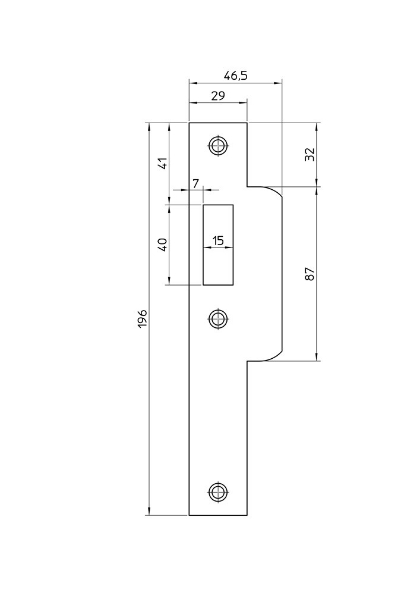 Afbeeldingen van Nemef Sluitplaat P 649/47 Rs t.b.v. nooduitgangslot
