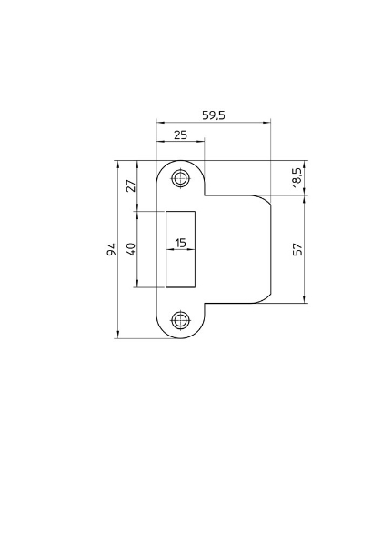 Afbeeldingen van Nemef Sluitplaat verlengd VP 635/17 t.b.v. loopslot verlengde lip ronde hoek rvs