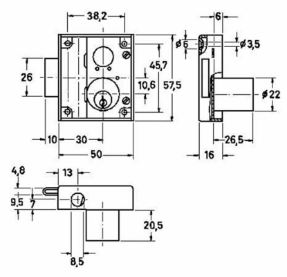 Afbeeldingen van JuNie® Draaistangslot opleg 7020 30mm zonder stang