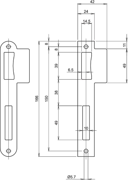Afbeeldingen van Lips Sluitplaat dag- en nachtslot SPT2420S, gegalvaniseerd, verzinkt