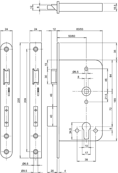 Afbeeldingen van ASSA ABLOY Veiligheidspaniekdeurslot, PC-uitsparing