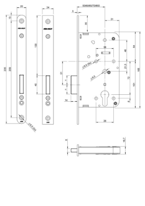 Afbeeldingen van ASSA ABLOY Kastslot, PC-uitsparing 2455 rvs 50mm