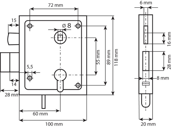 Afbeeldingen van DX Poortslot met pc gat, 55/65, uks pz