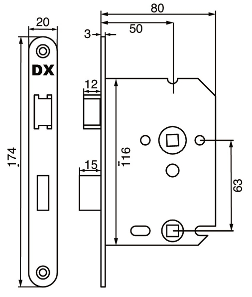 Afbeeldingen van DX WC-badkamerslot wbsg-50-wbwe