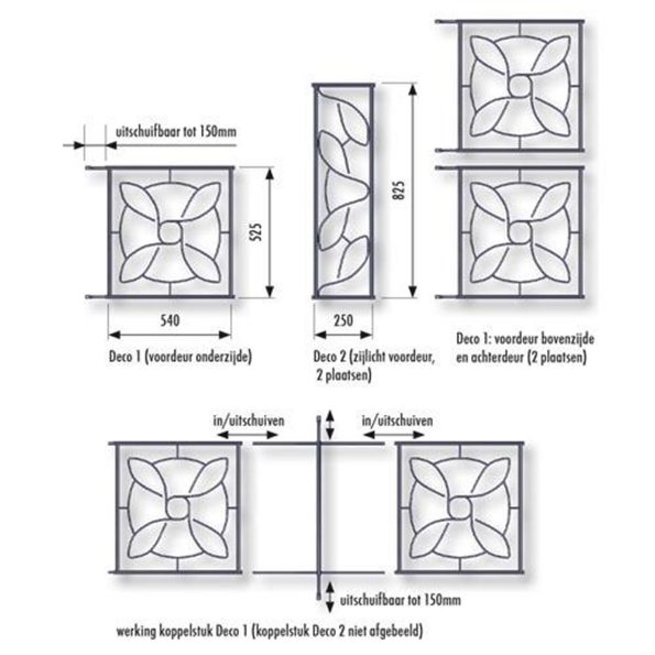 Afbeeldingen van Siertralie Deco 2, 25 x 82.5 cm, op de dag, zwart
