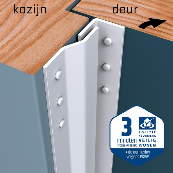 Afbeeldingen van SecuStrip Anti inbraakstrip binnendraaiend Basic, 2050 mm, t.b.v. box-, bergings- en schuurdeuren, wit, ral 9010