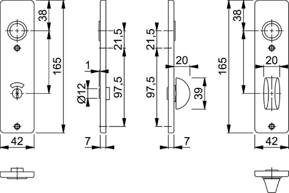 Afbeeldingen van HOPPE Kortschild 202KP wc57x5 f1