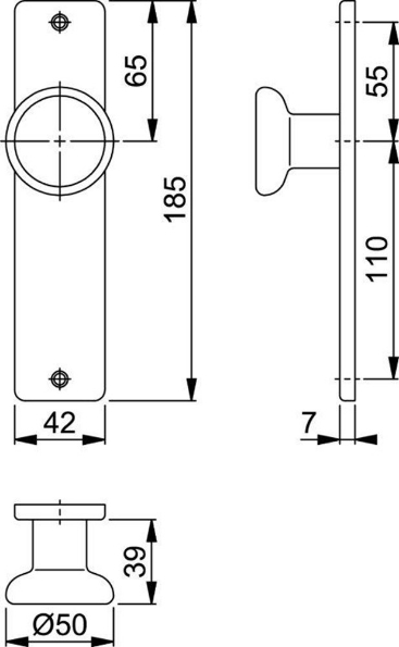 Afbeeldingen van HOPPE Knop op kortschild 54/378 f1, blind