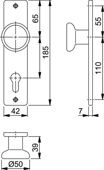 Afbeeldingen van HOPPE Knop op kortschild 54/378 f1, pc55