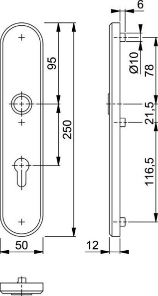 Afbeeldingen van HOPPE Veiligheidsschild ovaal 3235, pc55, massief