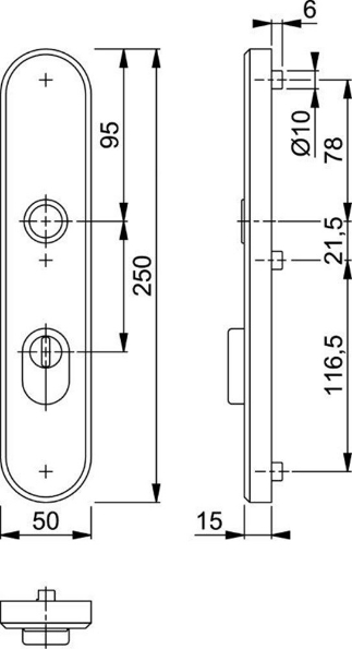 Afbeeldingen van HOPPE Veiligheidsschild ovaal 3236ZA, pc92, met kerntrekbeveiliging