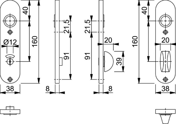 Afbeeldingen van HOPPE Kortschild 300K f1, wc63x8