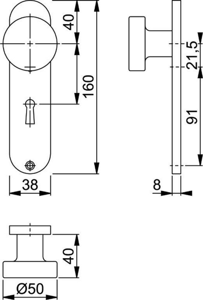 Afbeeldingen van HOPPE Knop op kortschild 58/300K f1, sl56