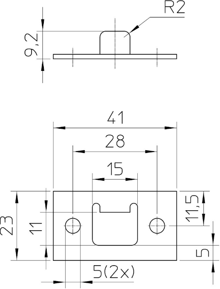 Afbeeldingen van Nemef Sluitplaat en hoeksluitplaat 7 vlak ter behoeve van espagnoletstaaf 7 x 11 mm