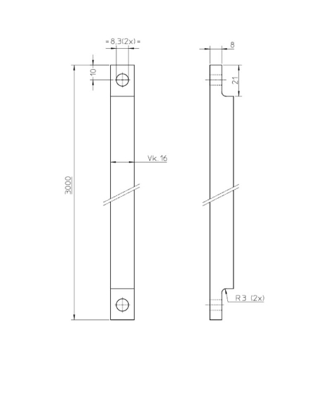 Afbeeldingen van Nemef Espagnolet stang vierkant 16mm 16-300 cm