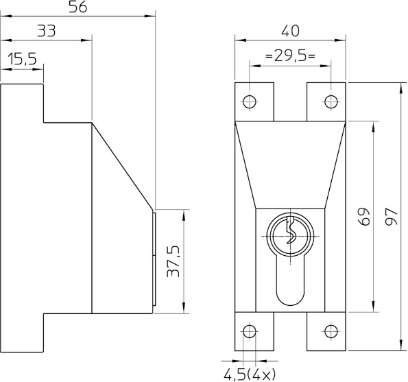 Afbeeldingen van Nemef Espagnoletbeveiliger voor espagnolet 1E 2809 inclusief cilinder