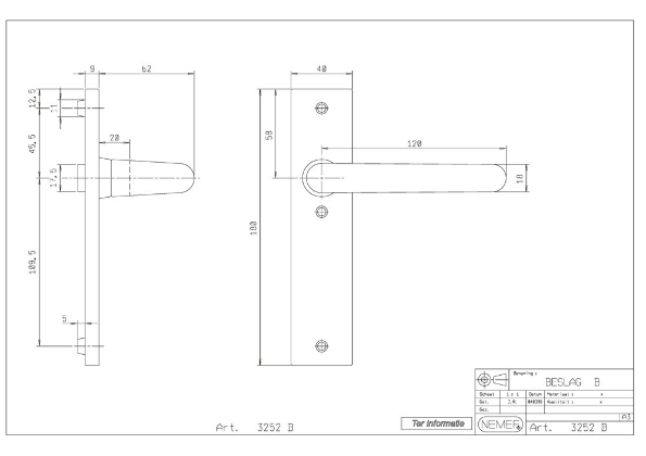 Afbeeldingen van Nemef Binnendeurbeslag F1 kruk-kruk 3252 Blind