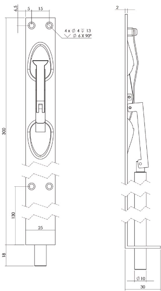 Afbeeldingen van INTERSTEEL Kantschuif 300 mm rvs geborsteld 4520 25x300mmm