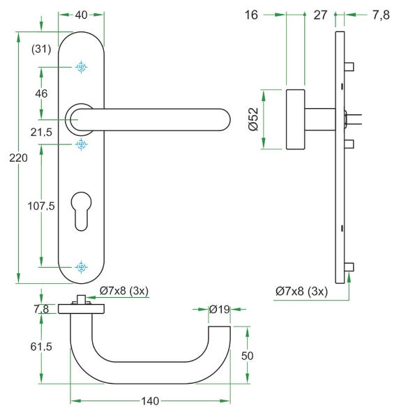 Afbeeldingen van Artitec Proline Classic Deurkruk op langschild CHASE Blind rvs