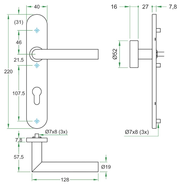 Afbeeldingen van Artitec Proline Classic Deurkruk op langschild TESSA WC72x8 rvs