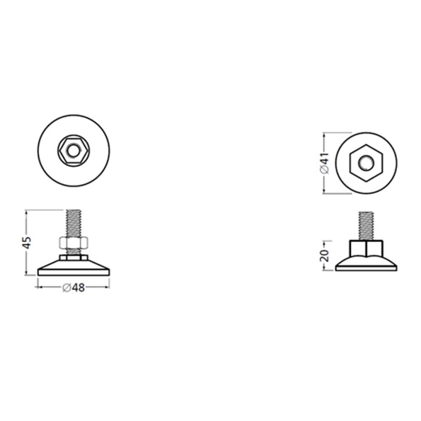 Afbeeldingen van Hermeta Stelvoet 5621 m10, 50 mm, aluminium