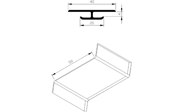 Afbeeldingen van AluArt Waterslagprofiel, koppelstuk 50mm