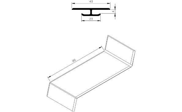 Afbeeldingen van AluArt Waterslagprofiel, koppelstuk 80mm