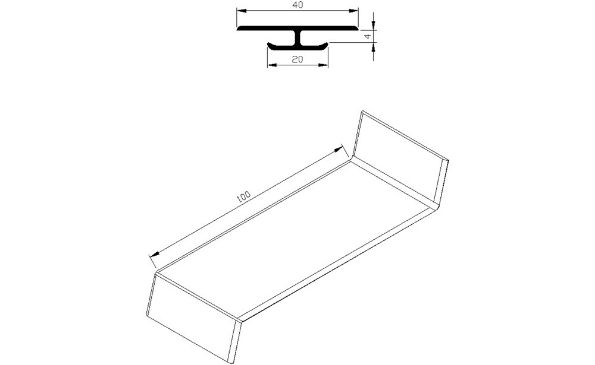 Afbeeldingen van AluArt Waterslagprofiel, koppelstuk 100mm