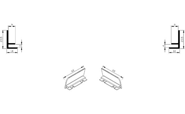 Afbeeldingen van AluArt Waterslagprofiel, kopschotjes 60mm