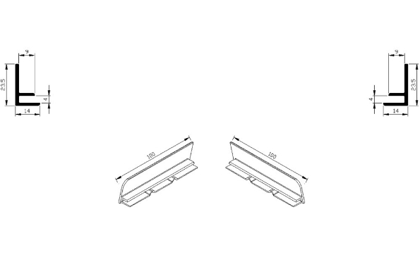 Afbeeldingen van AluArt Waterslagprofiel, kopschotjes 100mm