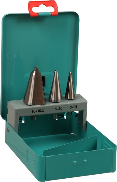 Afbeeldingen van Kelfort Plaatborenset conisch HSS cilindrisch 3-30mm 3 dlg