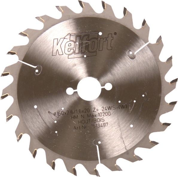 Afbeeldingen van Kelfort Cirkelzaagblad hard metaal, 150 x 2.6 mm, asgat 20 mm, 24 tanden, ws