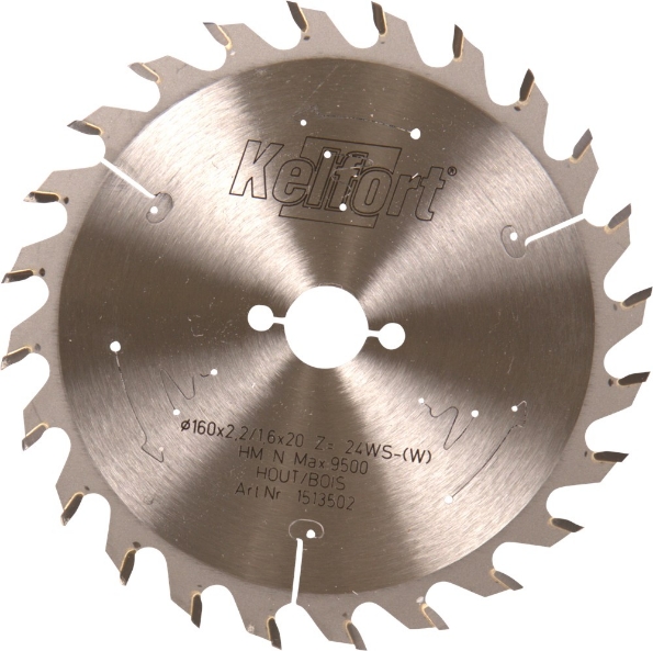 Afbeeldingen van Kelfort Cirkelzaagblad hard metaal, 160 x 2.2 mm, asgat 20 mm, 24 tanden, ws-w