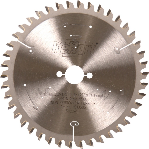 Afbeeldingen van Kelfort Cirkelzaagblad hard metaal, 160 x 2.2 mm, asgat 20 mm, 42 tanden, tfn-tf