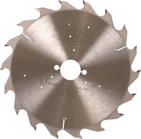 Afbeeldingen van Kelfort Cirkelzaagblad hard metaal, 210 x 2.8 mm, asgat 30 mm, 18 tanden, ws-f