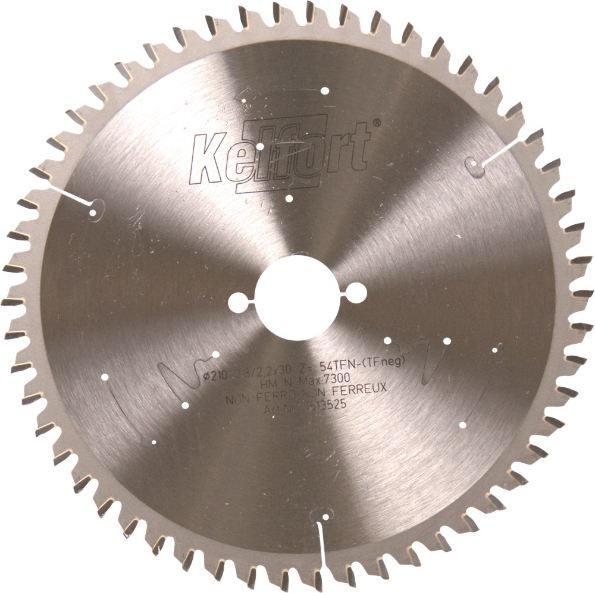 Afbeeldingen van Kelfort Cirkelzaagblad hard metaal, 210 x 2.8 mm, asgat 30 mm, 54 tanden, tf-tfneg
