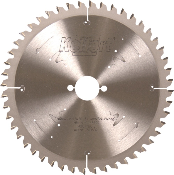 Afbeeldingen van Kelfort Cirkelzaagblad hard metaal, 216 x 2.8 mm, asgat 30 mm, 48 tanden, wsn-wneg