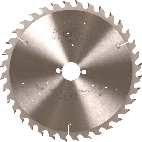 Afbeeldingen van Kelfort Cirkelzaagblad hard metaal, 235 x 2.8 mm, asgat 30 mm, 36 tanden, ws-w