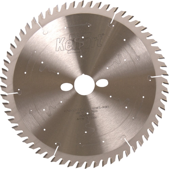Afbeeldingen van Kelfort Cirkelzaagblad hard metaal, 250 x 3.2 mm, asgat 30 mm, 60 tanden, ws-kw