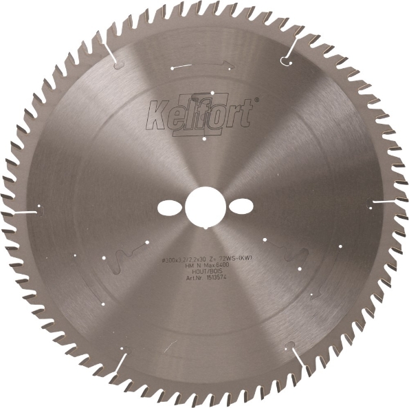 Afbeeldingen van Kelfort Cirkelzaagblad hard metaal, 300 x 3.2 mm, asgat 30 mm, 72 tanden, ws-kw