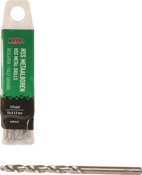 Afbeeldingen van Kelfort Metaalspiraalboor HSS, geslepen 4.9