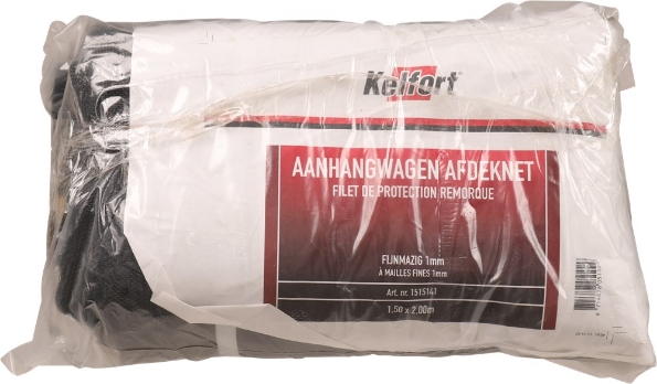 Afbeeldingen van Kelfort Aanhangernet 150 x 200 cm, fijnmazig, zwart met rood elastiek