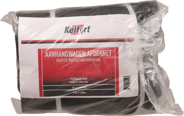 Afbeeldingen van Kelfort Aanhangernet  250 x 400 cm, fijnmazig, zwart met rood elastiek