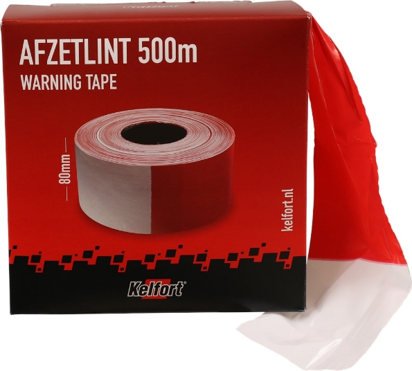 Afbeeldingen van Kelfort Afzetlint rood/wit 80mm x 500 meter