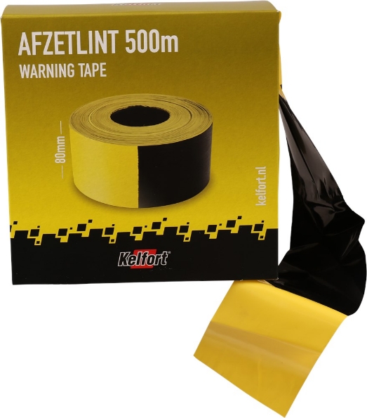 Afbeeldingen van Kelfort Afzetlint zwart/geel 80mm x 500 meter
